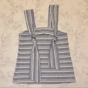 Linen Lux XS Linen White Blue Beach Stripe Blouse